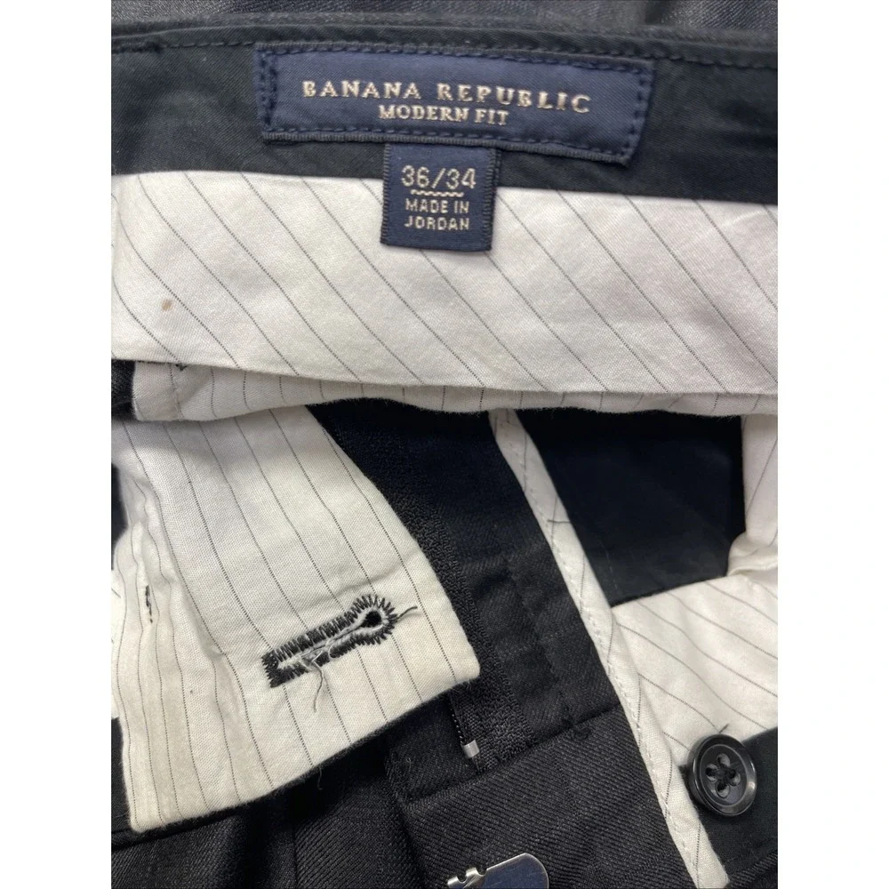 Banana Republic Men's Dress Pant Dark Gray Design SZ 36/34‎ Pockets Zip Up